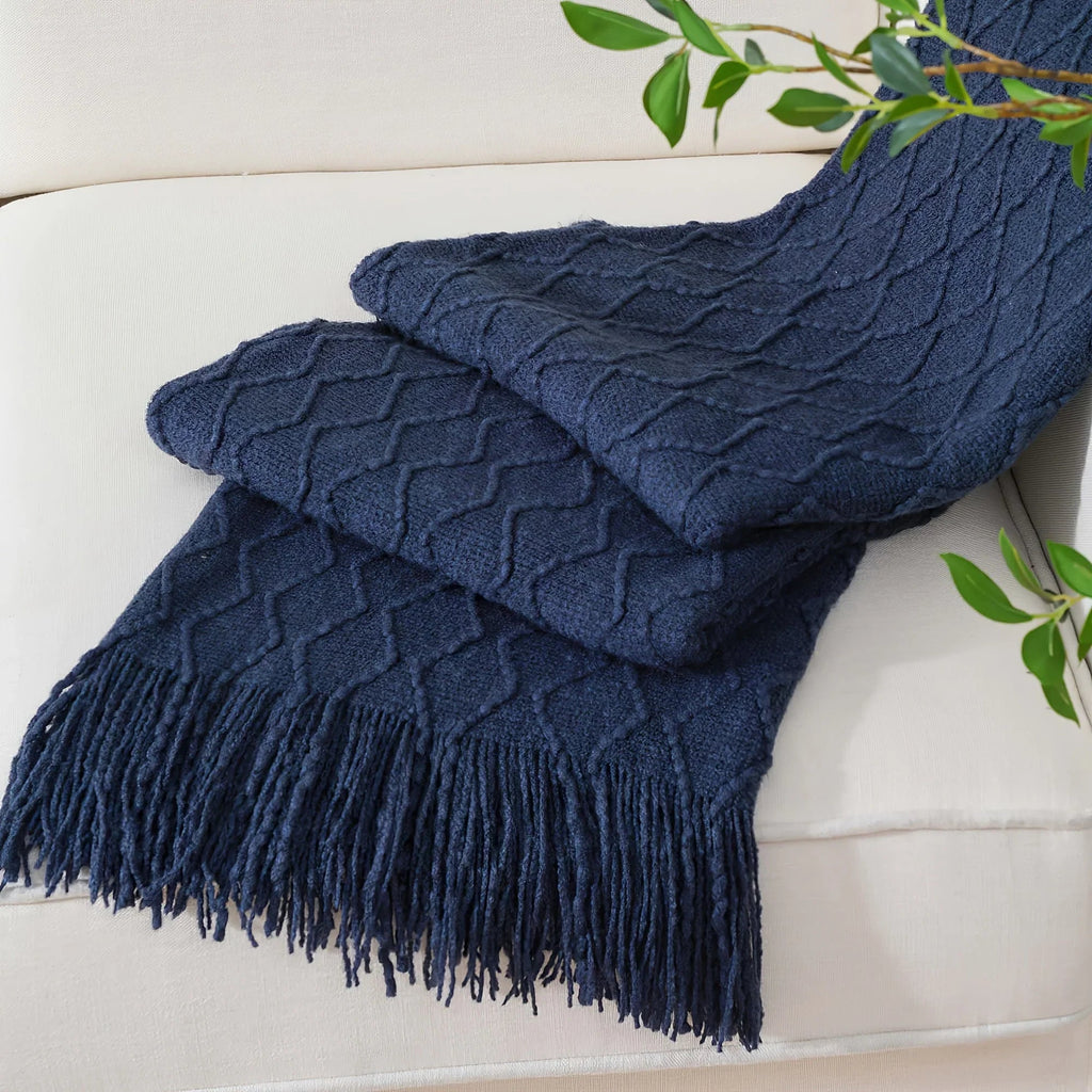 Throw Blanket - Soft Navy Blue 50x60, front view - House Of Avana [[SKU:HOA-BLK-400]]
