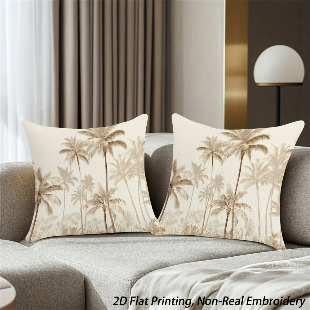 Throw Pillow - Zipper Beige Palm Tree