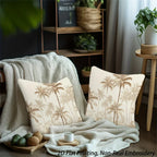 Throw Pillow - Zipper Beige Palm Tree