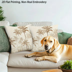 Throw Pillow - Zipper Beige Palm Tree