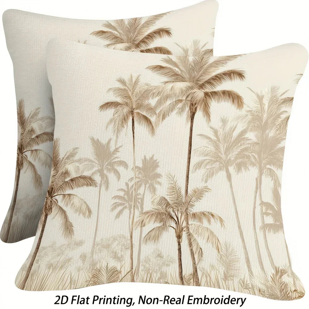 Throw Pillow - Zipper Beige Palm Tree