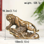 Vintage-style Brass Tiger Figurine - Realistic Climbing Tiger Design, Durable Indoor/outdoor Decor for... - House Of Avana