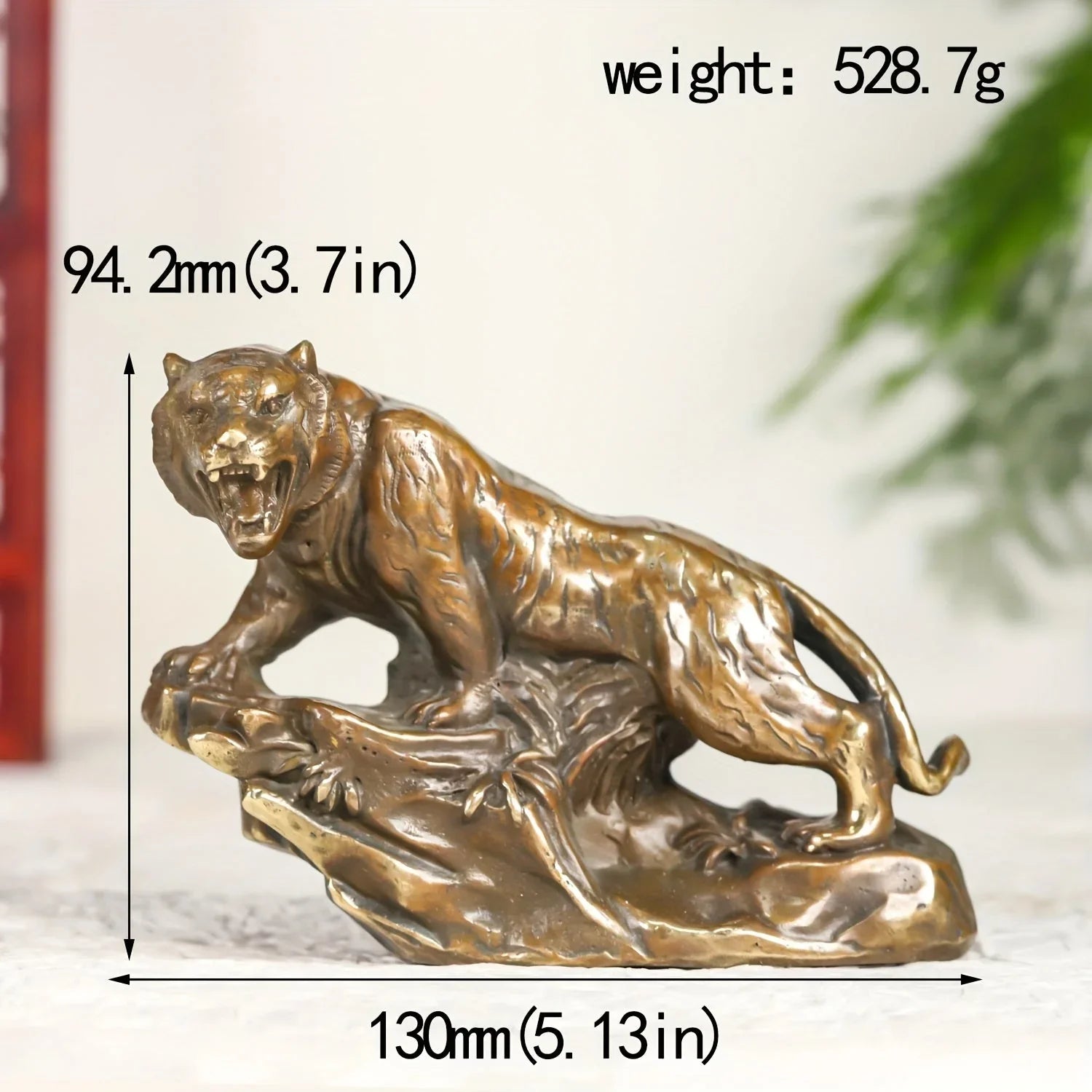 Vintage-style Brass Tiger Figurine - Realistic Climbing Tiger Design, Durable Indoor/outdoor Decor for... - House Of Avana