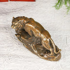 Vintage-style Brass Tiger Figurine - Realistic Climbing Tiger Design, Durable Indoor/outdoor Decor for... - House Of Avana