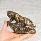 Vintage-style Brass Tiger Figurine - Realistic Climbing Tiger Design, Durable Indoor/outdoor Decor for... - House Of Avana