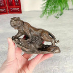 Vintage-style Brass Tiger Figurine - Realistic Climbing Tiger Design, Durable Indoor/outdoor Decor for... - House Of Avana