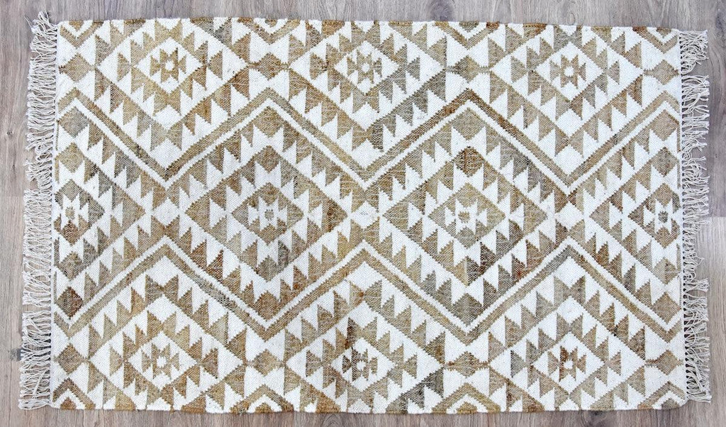 Timbergirl Kilim Beige Jute and Wool Handmade Rug