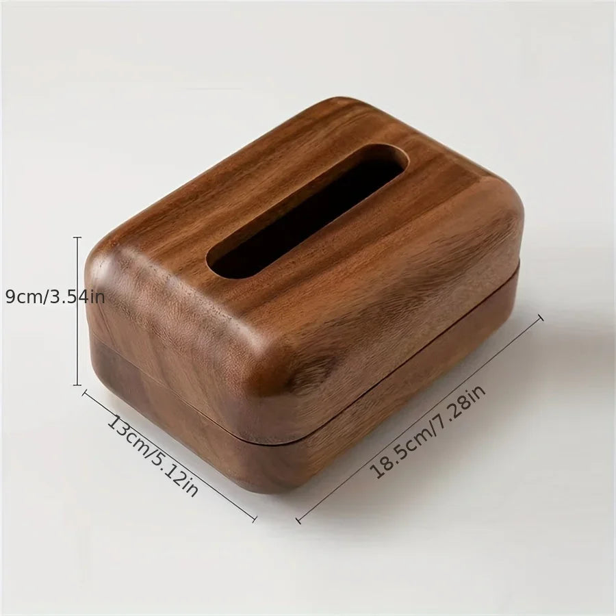 Tissue Box - Handcrafted Wooden with Lid, side view - House Of Avana