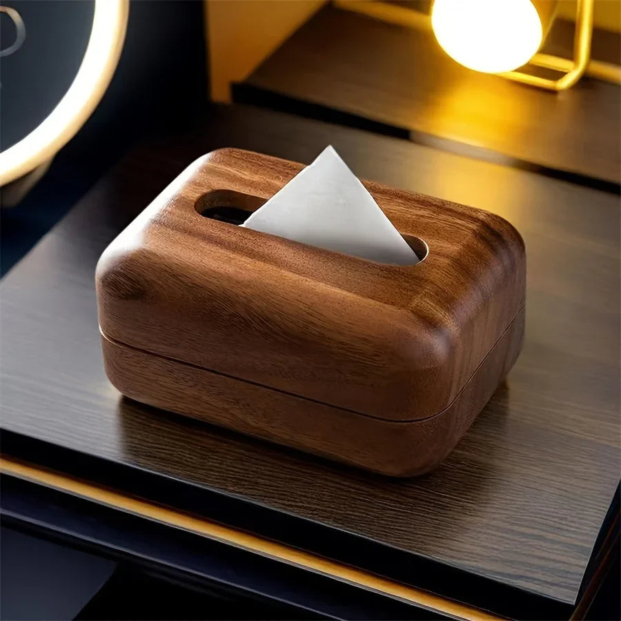 Tissue Box - Handcrafted Wooden with Lid, front view - House Of Avana [[SKU:HOA-TIS-010]]