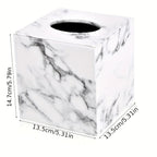 Tissue Box Holder - Elegant Marble Leather, back view - House Of Avana