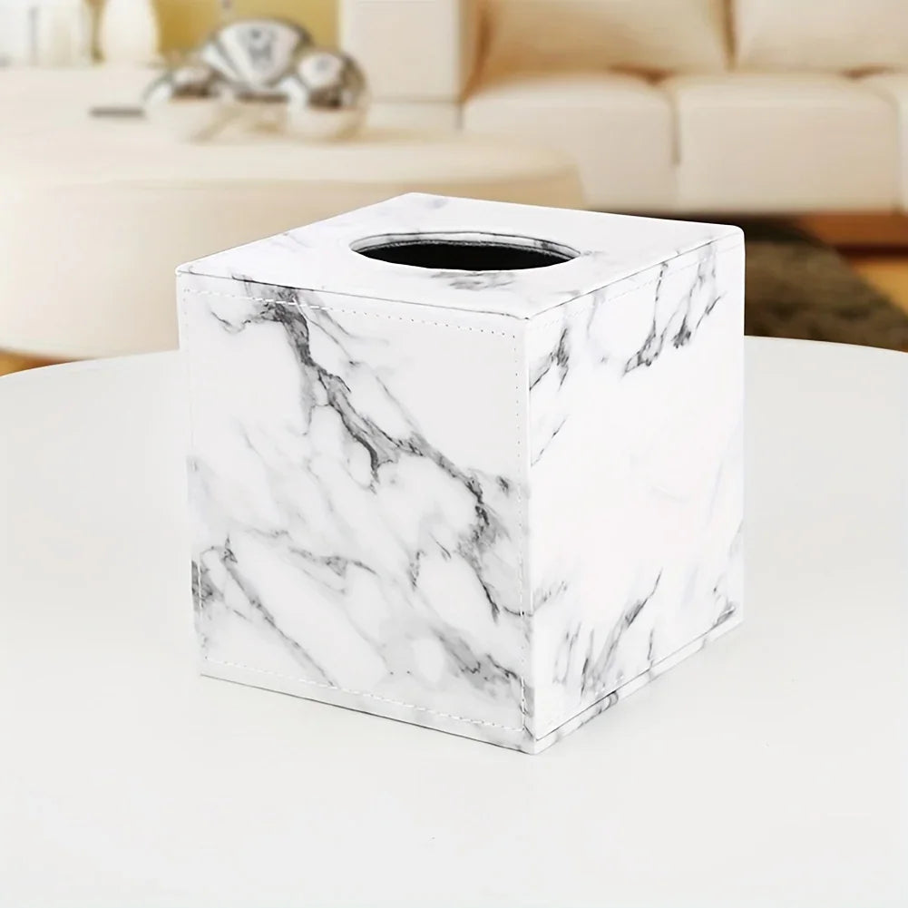 Tissue Box Holder - Elegant Marble Leather, lifestyle image - House Of Avana [[SKU:HOA-TIS-007]]