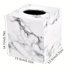 Tissue Box Holder - Elegant Marble Leather, top view - House Of Avana