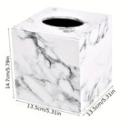 Tissue Box Holder - Elegant Marble Leather, top view - House Of Avana [[SKU:HOA-TIS-007]]
