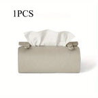 Tissue Box Holder - Luxury Faux Leather Small, dimensions view - House Of Avana