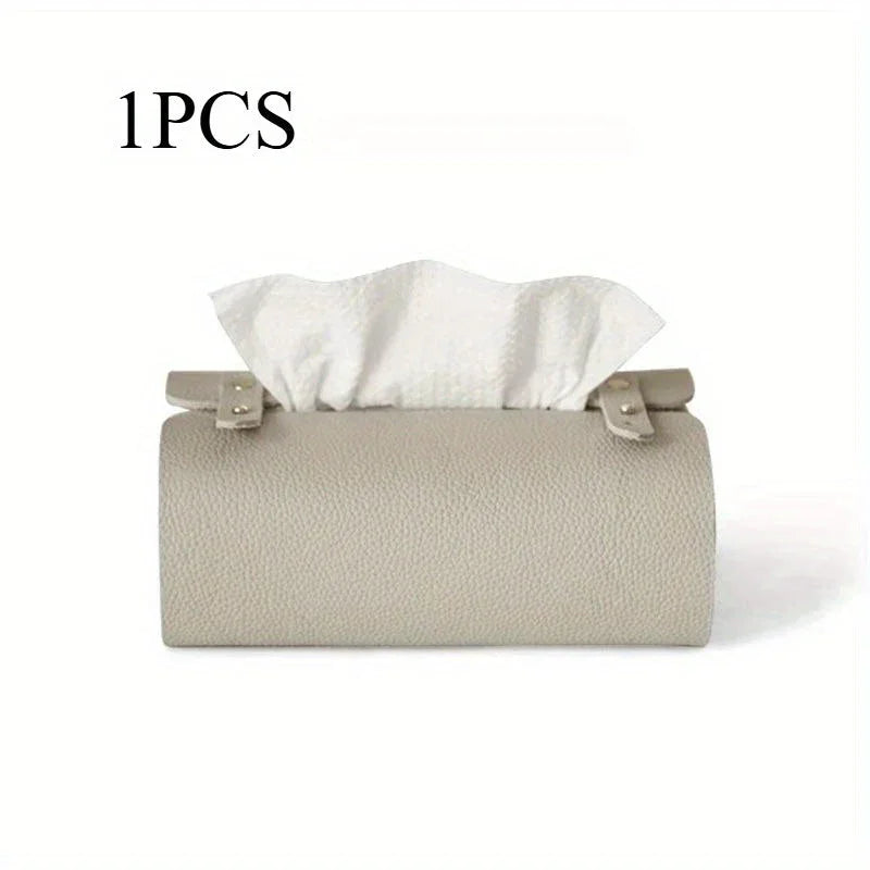 Tissue Box Holder - Luxury Faux Leather Small, dimensions view - House Of Avana