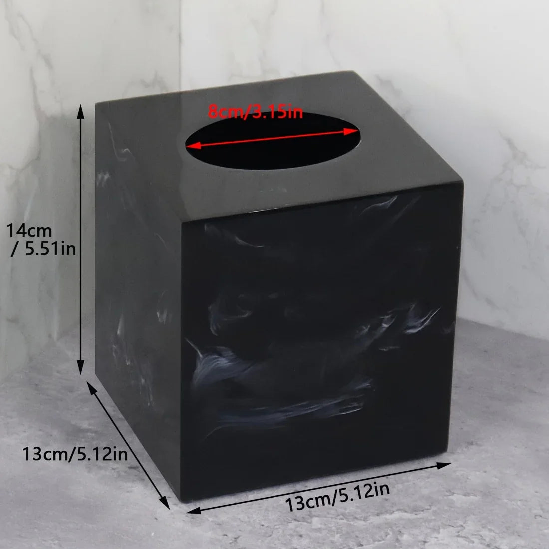 Tissue Box Holder - Luxury Marble, side view - House Of Avana