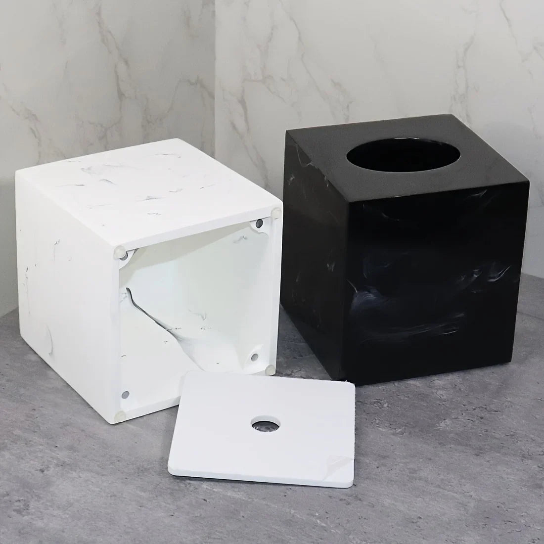 Tissue Box Holder - Luxury Marble, top view - House Of Avana [[SKU:HOA-TIS-006]]