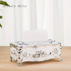 Tissue Box Holder - Metal Golden Silvery