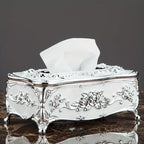 Tissue Box Holder - Metal Golden Silvery