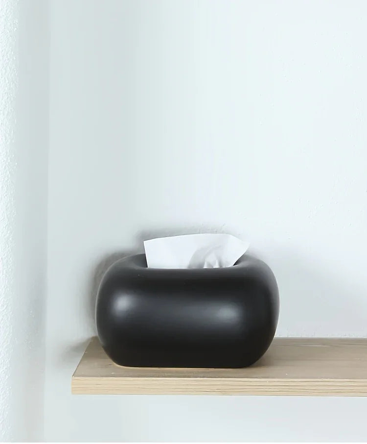 Tissue Box Holder - Modern Ceramic White, close-up view - House Of Avana