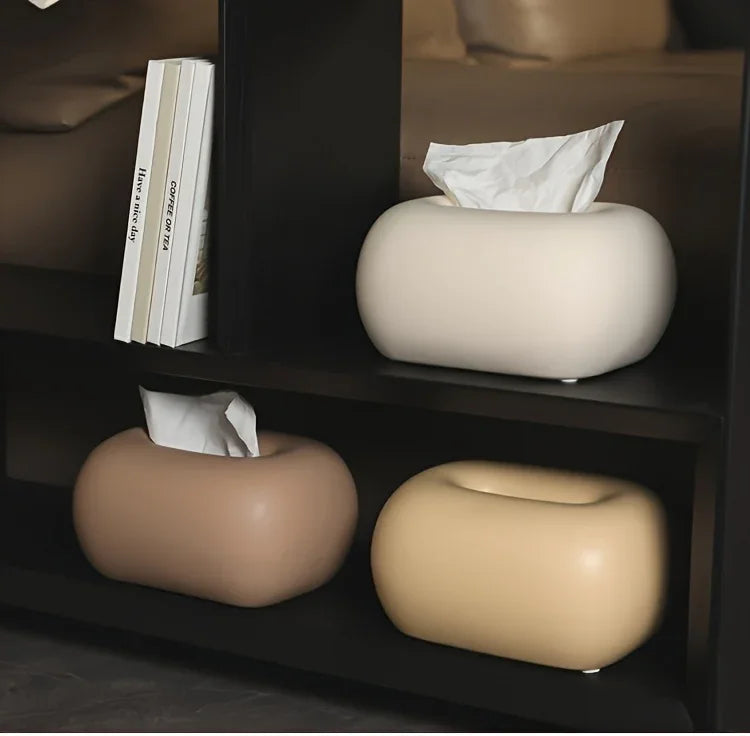 Tissue Box Holder - Modern Ceramic White, texture detail - House Of Avana