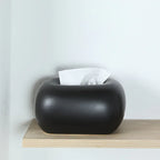 Tissue Box Holder - Modern Ceramic White, back view - House Of Avana