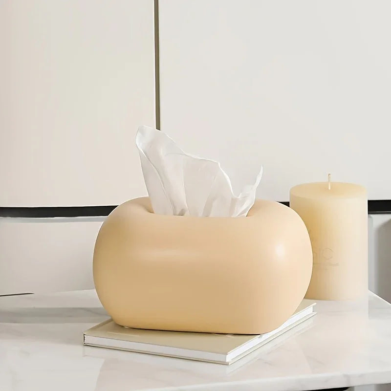 Tissue Box Holder - Modern Ceramic White, angled view - House Of Avana