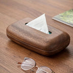 Tissue Box Holder - Luxury Wooden Walnut, side view - House Of Avana
