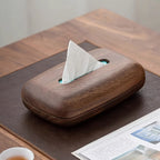 Tissue Box Holder - Luxury Wooden Walnut, angled view - House Of Avana