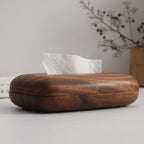 Tissue Box Holder - Luxury Wooden Walnut, angled view - House Of Avana