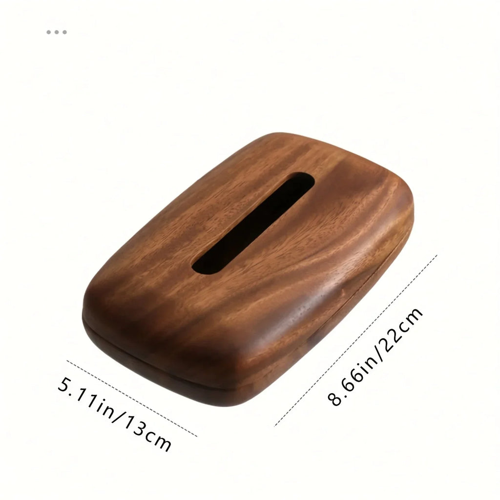 Tissue Box Holder - Luxury Wooden Walnut, angled view - House Of Avana