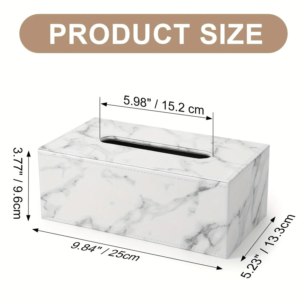 Tissue Box - Marble White Rectangular, detail shot - House Of Avana