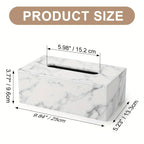 Tissue Box - Marble White Rectangular, detail shot - House Of Avana