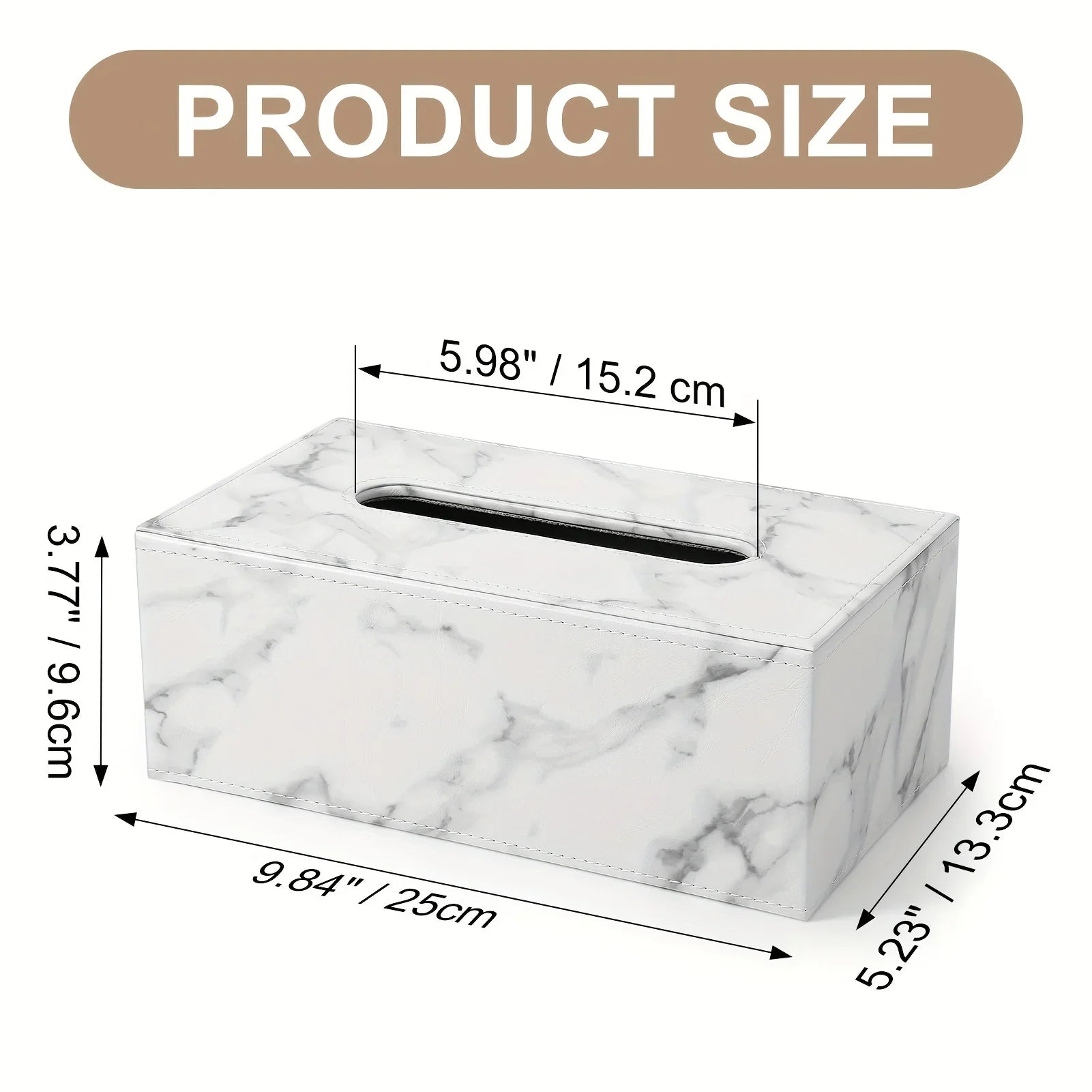 Tissue Box - Marble White Rectangular, detail shot - House Of Avana