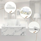 Tissue Box - Marble White Rectangular, top view - House Of Avana [[SKU:HOA-TIS-008]]