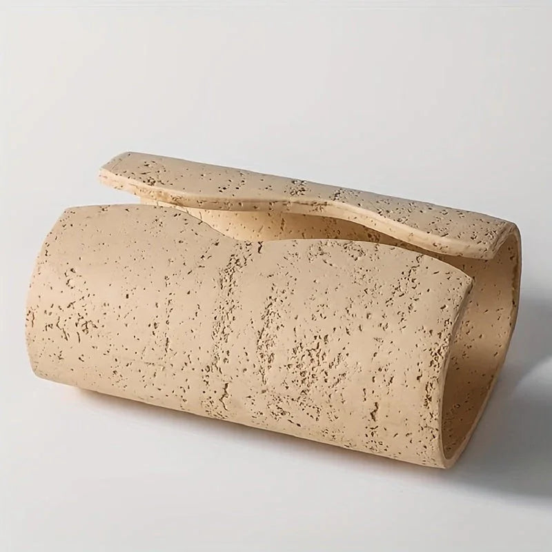 Tissue Box - Wooden Curved with Lid, texture detail - House Of Avana