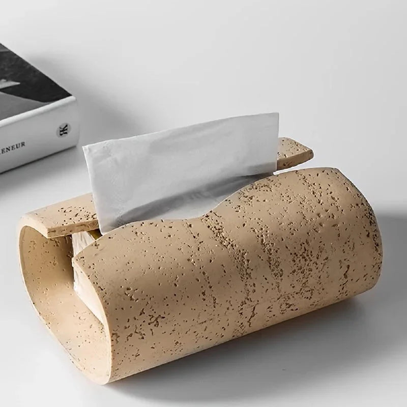 Tissue Box - Wooden Curved with Lid, side view - House Of Avana