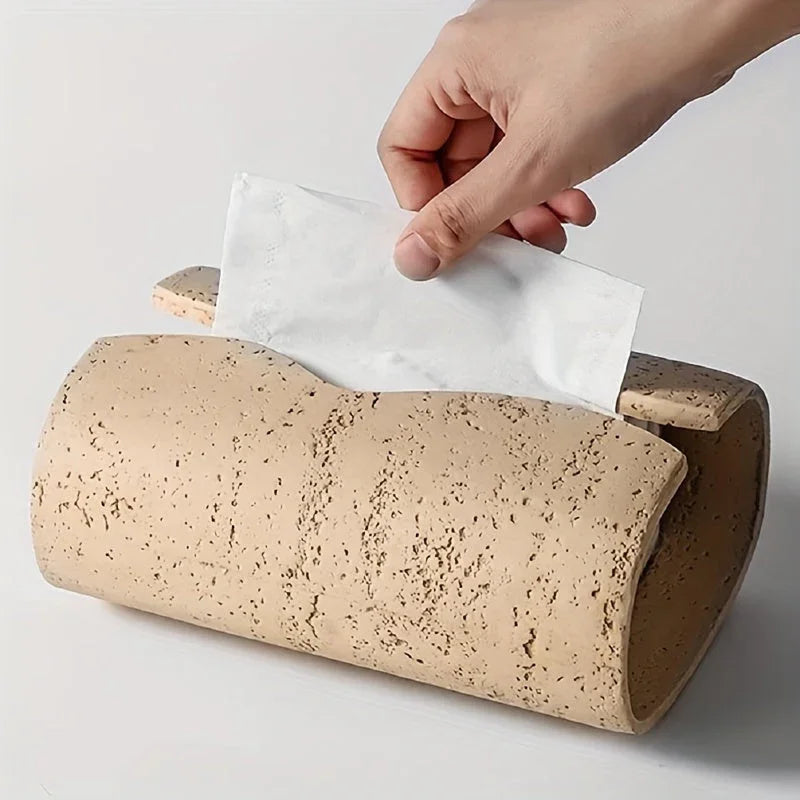 Tissue Box - Wooden Curved with Lid, detail shot - House Of Avana
