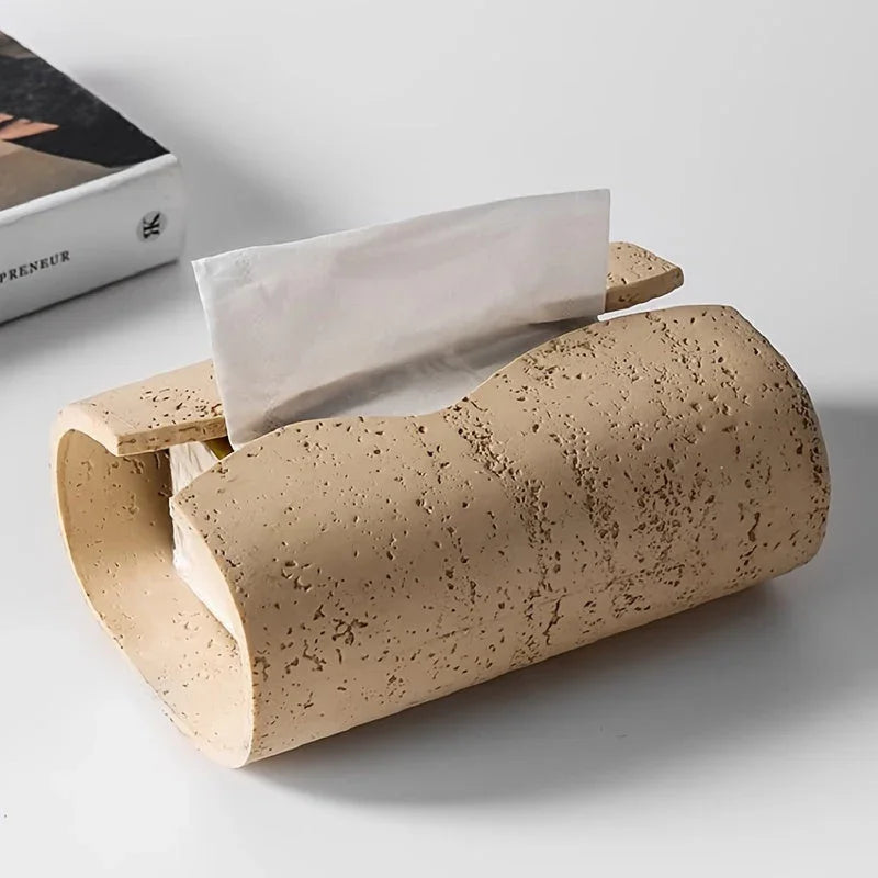 Tissue Box - Wooden Curved with Lid, front view - House Of Avana
