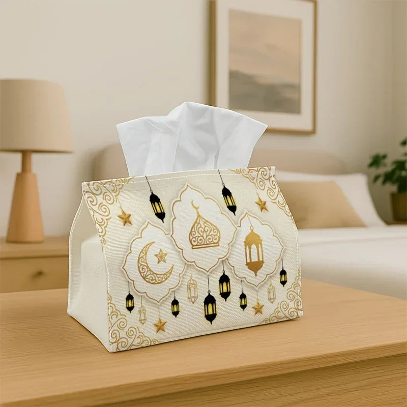 Tissue Holder - Islamic Golden White Lantern