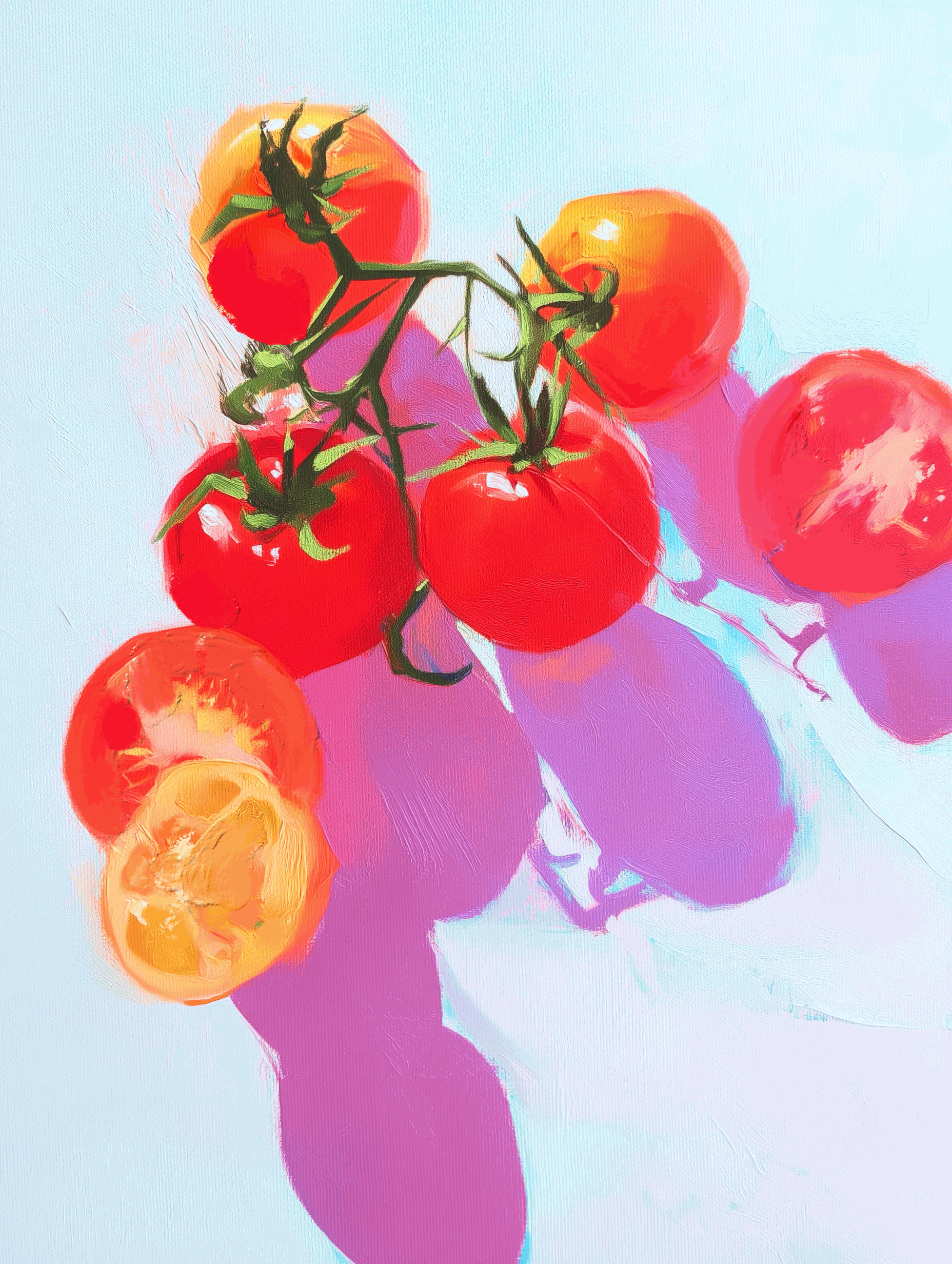 Tomato Study Art Print – Vibrant Botanical Illustration for Kitchen & Contemporary Wall Décor, Archival Quality, Ready to Hang