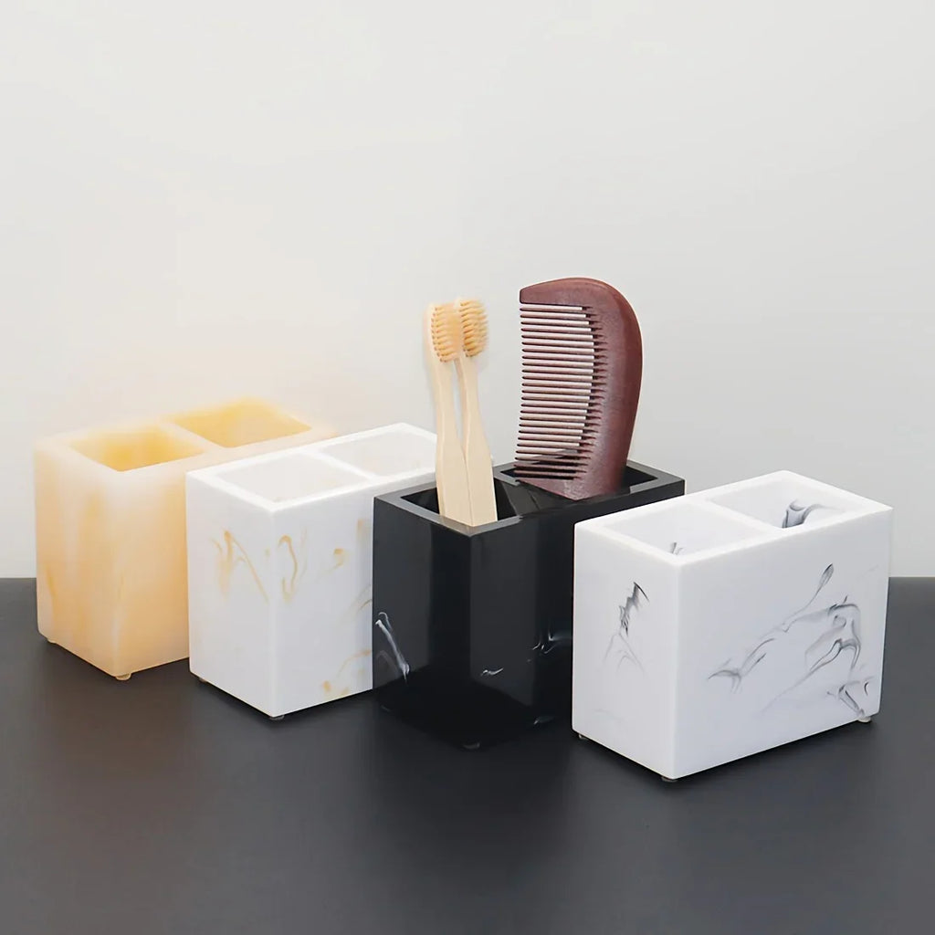 Toothbrush Holders for Bathroom, 2 Slots Toothbrush Holder, Freestanding Countertop Bathroom Organizer, Multifunctional Toothbrush Toothpaste Storage Rack, Bathroom Accessories, Decor House Of Avana