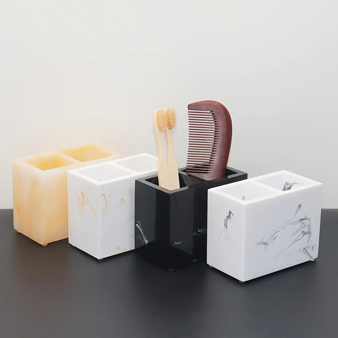 Toothbrush Holders for Bathroom, 2 Slots Toothbrush Holder, Freestanding Countertop Bathroom Organizer, Multifunctional Toothbrush Toothpaste Storage Rack, Bathroom Accessories, Decor House Of Avana