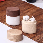 Wabi-Sabi Style Resin Toothpick and Swab Holder with Wooden Lid – Natural Look, Rustic Design, Perfect for Home Decor in Living Room, Dining Room, or Hotel – Ideal Gift for Christmas, Valentine'S Day, or Father'S Day, Too House Of Avana [[SKU:HOA-KAC-021]]