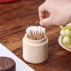 Wabi-Sabi Style Resin Toothpick and Swab Holder with Wooden Lid – Natural Look, Rustic Design, Perfect for Home Decor in Living Room, Dining Room, or Hotel – Ideal Gift for Christmas, Valentine'S Day, or Father'S Day, Too House Of Avana