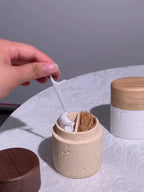 Wabi-Sabi Style Resin Toothpick and Swab Holder with Wooden Lid – Natural Look, Rustic Design, Perfect for Home Decor in Living Room, Dining Room, or Hotel – Ideal Gift for Christmas, Valentine'S Day, or Father'S Day, Too House Of Avana