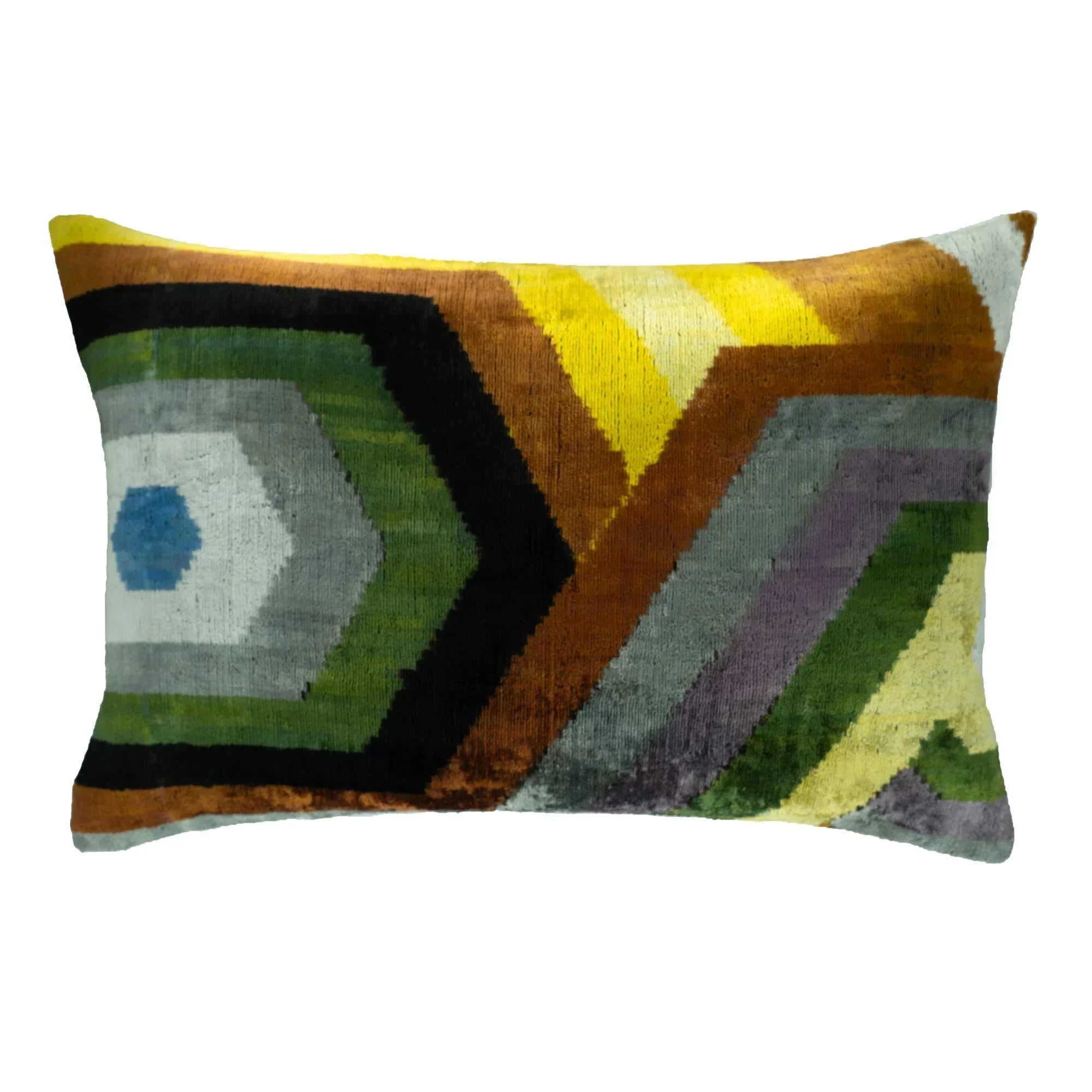 Trance Silk Velvet Ikat Throw Pillow Cover X 24, front view - House Of Avana