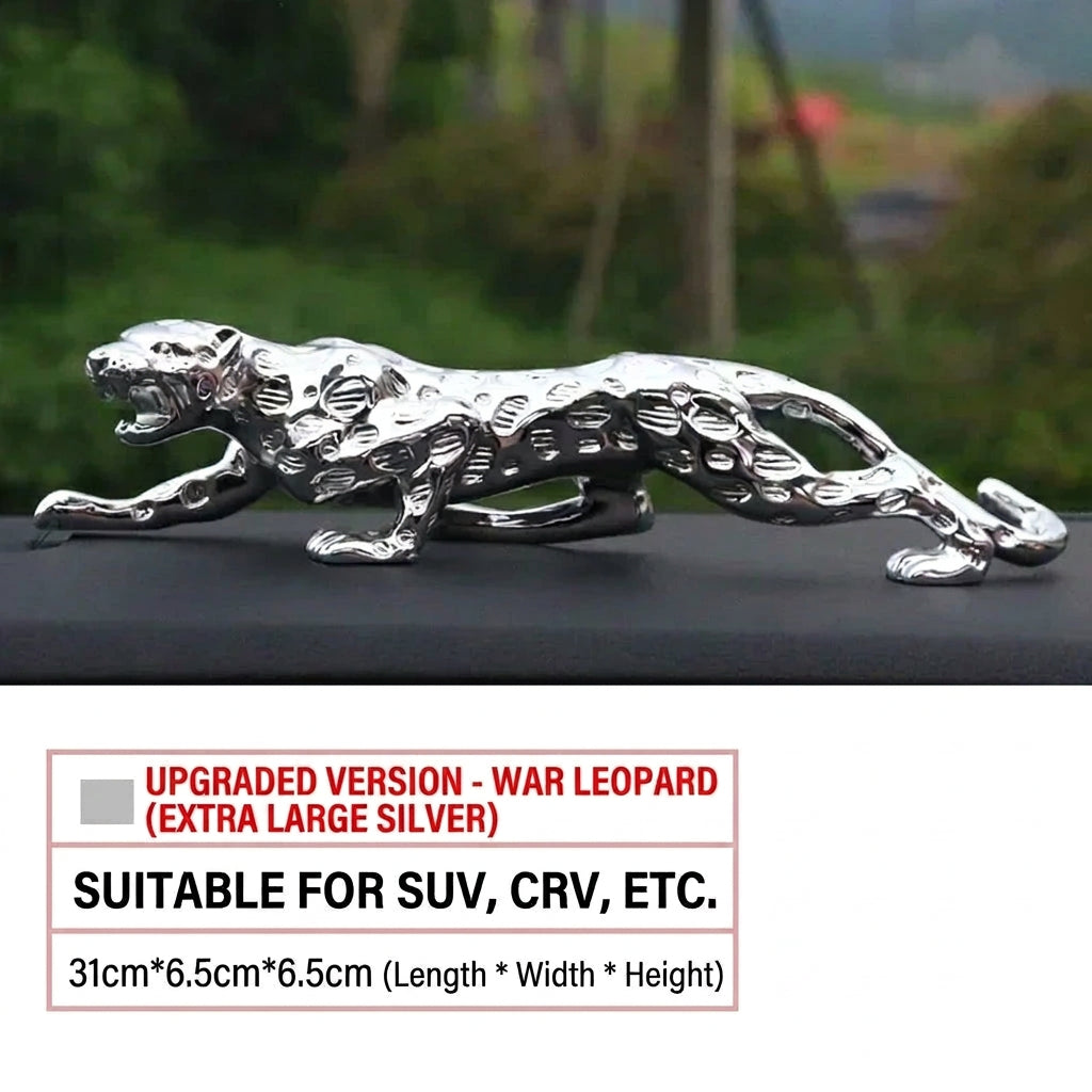 Silver Leopard Decorative Tabletop Sculpture for Home and Office Decor