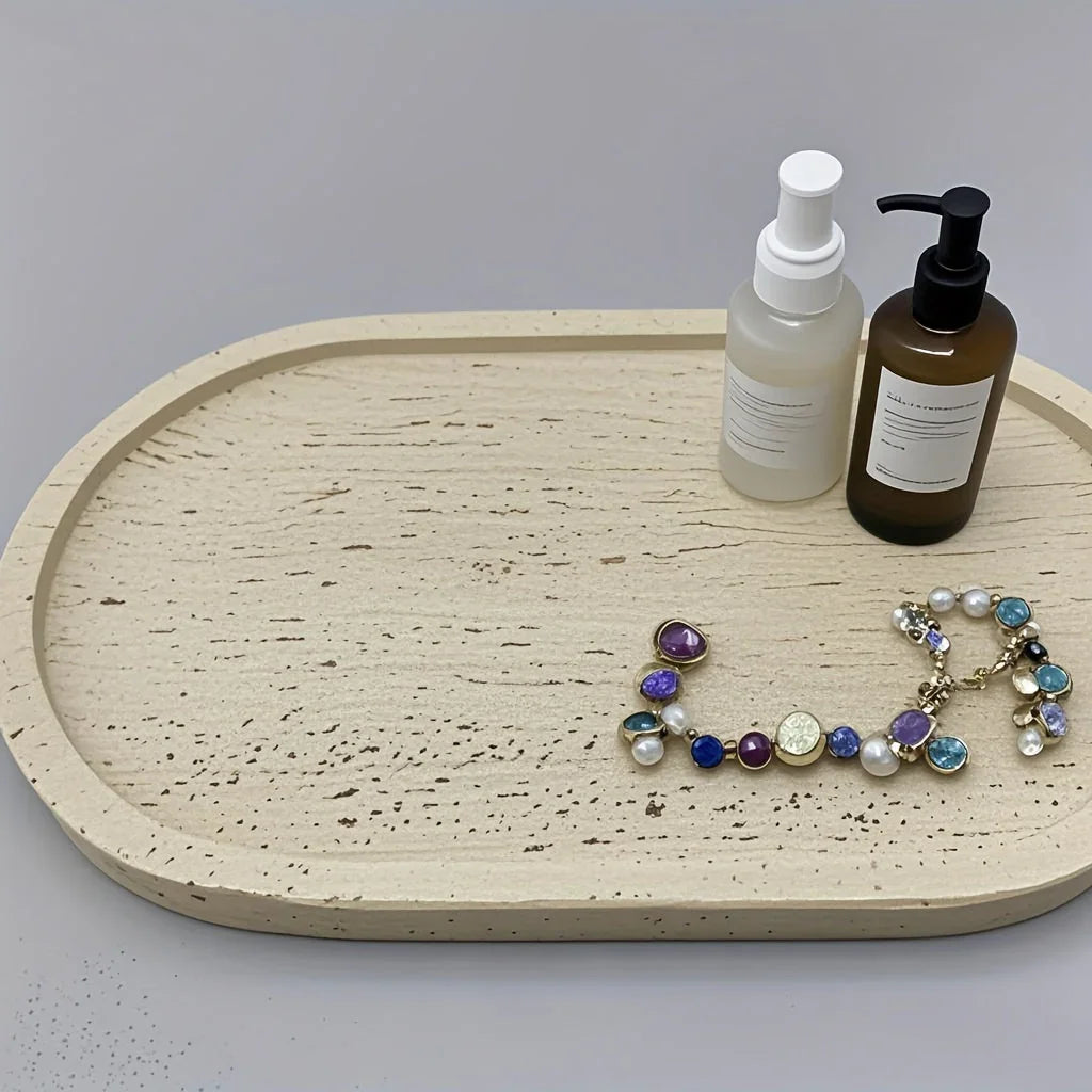 Tray - Natural Yellow Marble Round, top view - House Of Avana