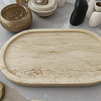 Tray - Natural Yellow Marble Round, angled view - House Of Avana